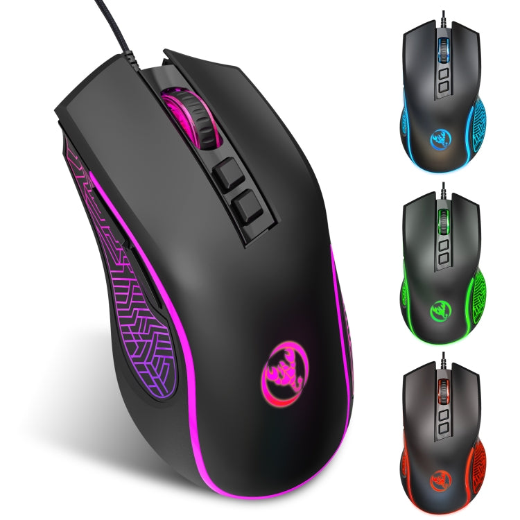 HXSJ X100 Ratón para juegos con cable, brillante, 7 botones, 3600 ppp, longitud del cable: 1,5 m