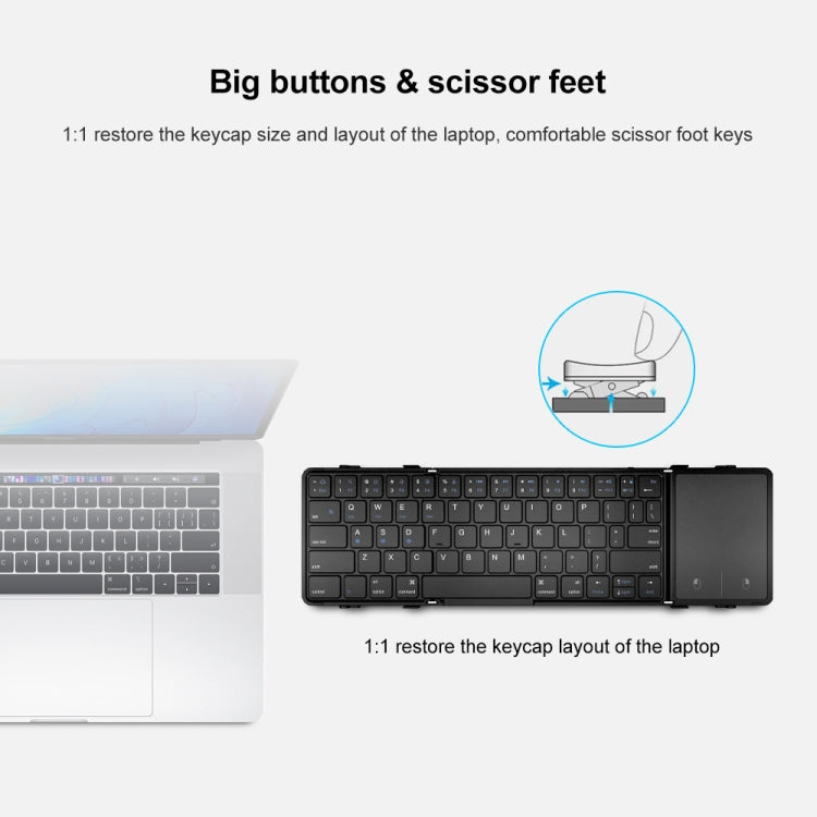B1053 Teclado Bluetooth portátil de cuero de tres pliegues