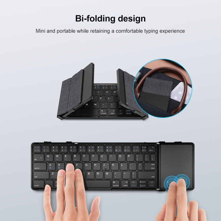 B1053 Teclado Bluetooth portátil de cuero de tres pliegues