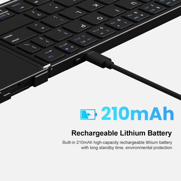 B1053 Teclado Bluetooth portátil de cuero de tres pliegues