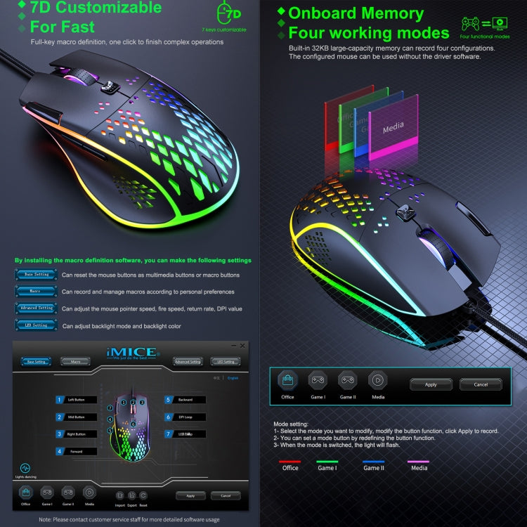 Ratón para juegos iMICE T97 RGB luz LED USB 7 botones 7200 DPI ratón para juegos con cable