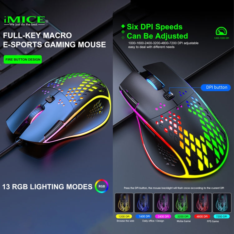 Ratón para juegos iMICE T97 RGB luz LED USB 7 botones 7200 DPI ratón para juegos con cable