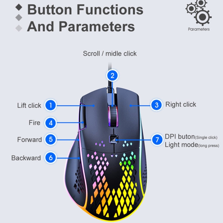 Ratón para juegos iMICE T97 RGB luz LED USB 7 botones 7200 DPI ratón para juegos con cable