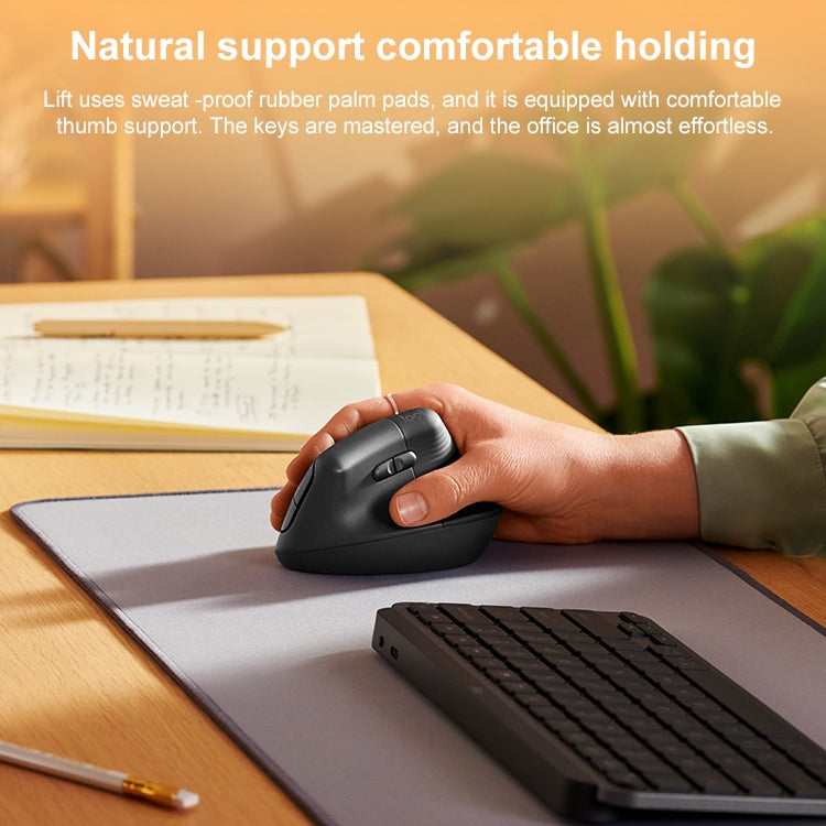 Logitech Lift Vertical 1000DPI 2.4GHz Ratón ergonómico inalámbrico Bluetooth de modo dual
