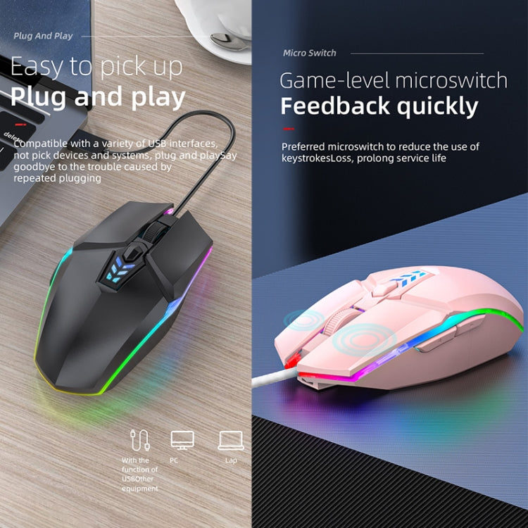 Ratón para juegos de oficina con cable USB y luz colorida S700