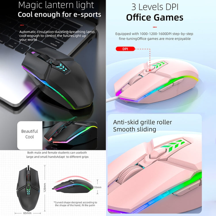 Ratón para juegos de oficina con cable USB y luz colorida S700