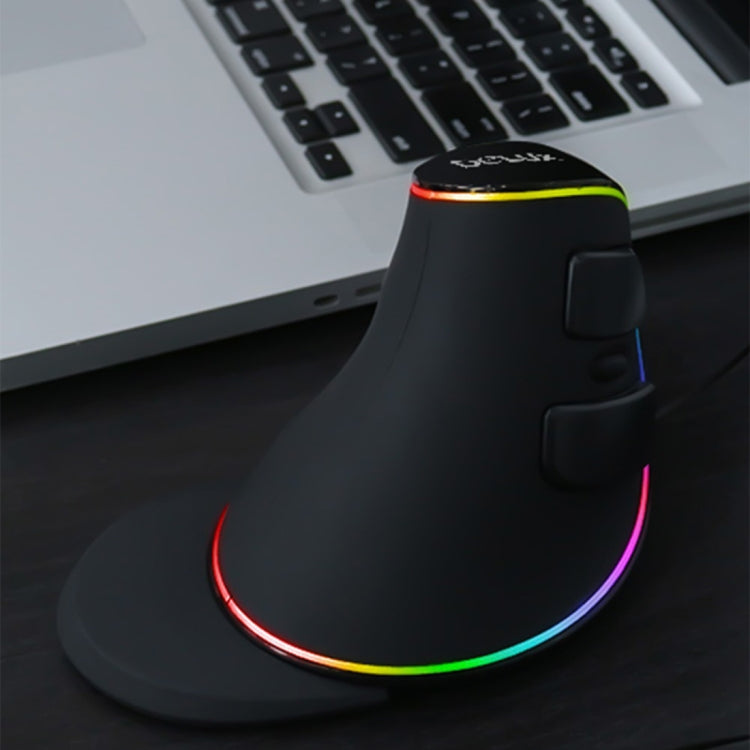 DELUX M618 Plus RGB Ratón óptico con cable Ratón vertical ergonómico 4000DPI, 4000DPI Wired