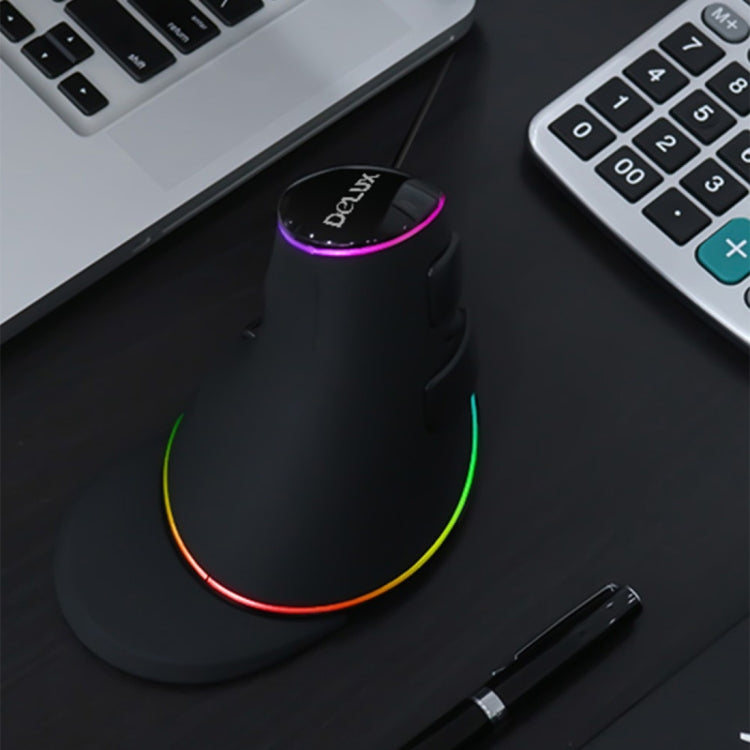 DELUX M618 Plus RGB Ratón óptico con cable Ratón vertical ergonómico 4000DPI, 4000DPI Wired
