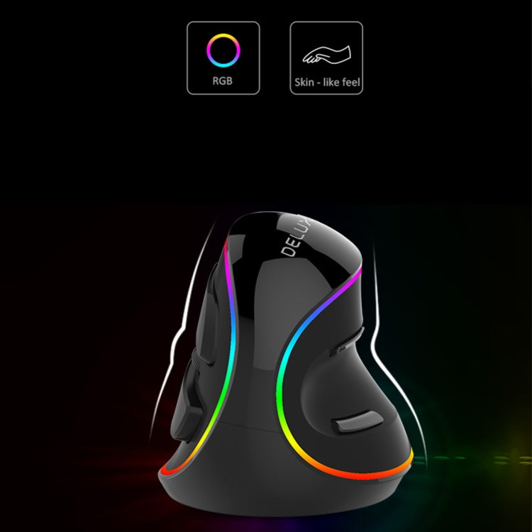 DELUX M618 Plus RGB Ratón óptico con cable Ratón vertical ergonómico 4000DPI, 4000DPI Wired