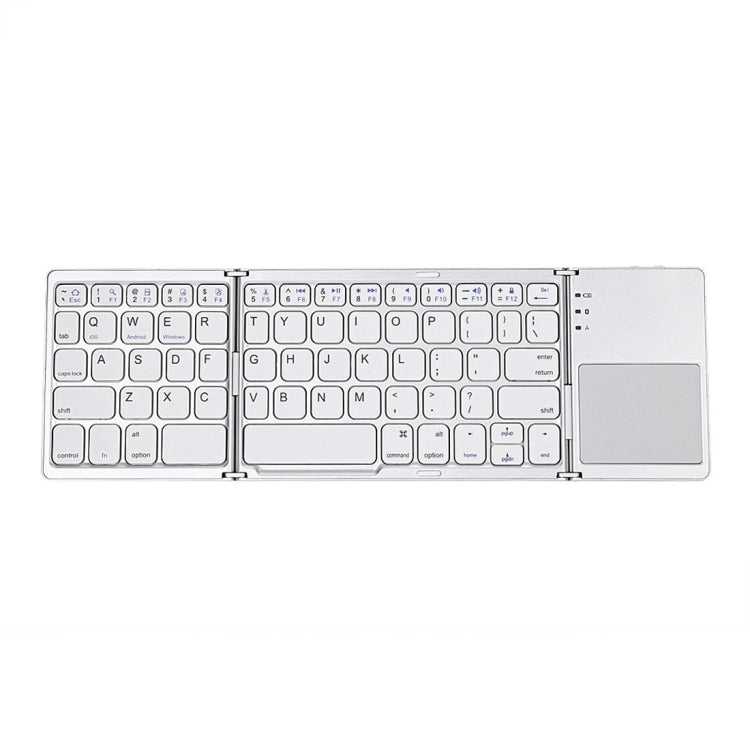 B033 Teclado inalámbrico Bluetooth recargable, 3 plegables, 64 teclas, con panel táctil, 3-Folding 64 Keys with Touchpad White, 3-Folding 64 Keys with Touchpad Black