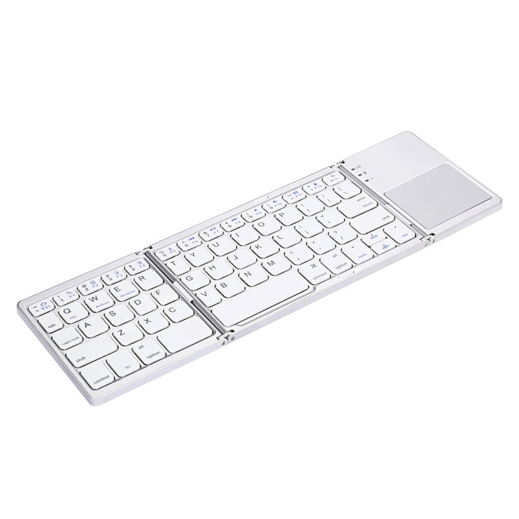 B033 Teclado inalámbrico Bluetooth recargable, 3 plegables, 64 teclas, con panel táctil, 3-Folding 64 Keys with Touchpad White, 3-Folding 64 Keys with Touchpad Black