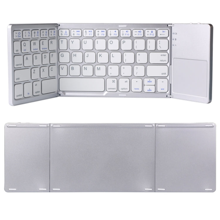 B033 Teclado inalámbrico Bluetooth recargable, 3 plegables, 64 teclas, con panel táctil, 3-Folding 64 Keys with Touchpad White, 3-Folding 64 Keys with Touchpad Black