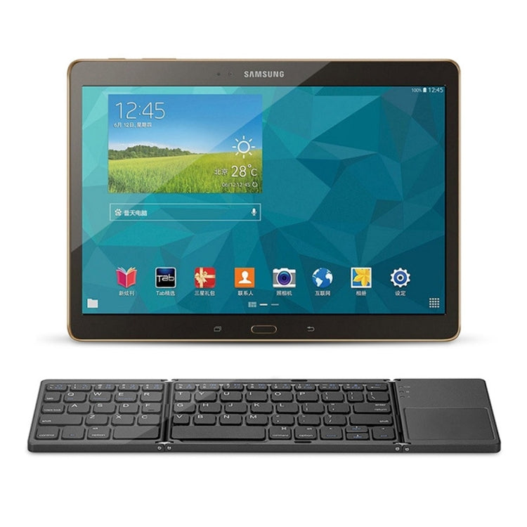 B033 Teclado inalámbrico Bluetooth recargable, 3 plegables, 64 teclas, con panel táctil, 3-Folding 64 Keys with Touchpad White, 3-Folding 64 Keys with Touchpad Black