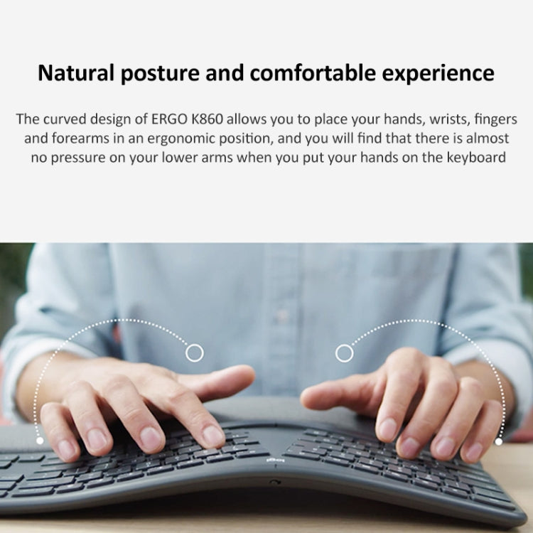 Logitech ERGO K860 2.4G Teclado inalámbrico Bluetooth Modo dual Teclado ergonómico dividido