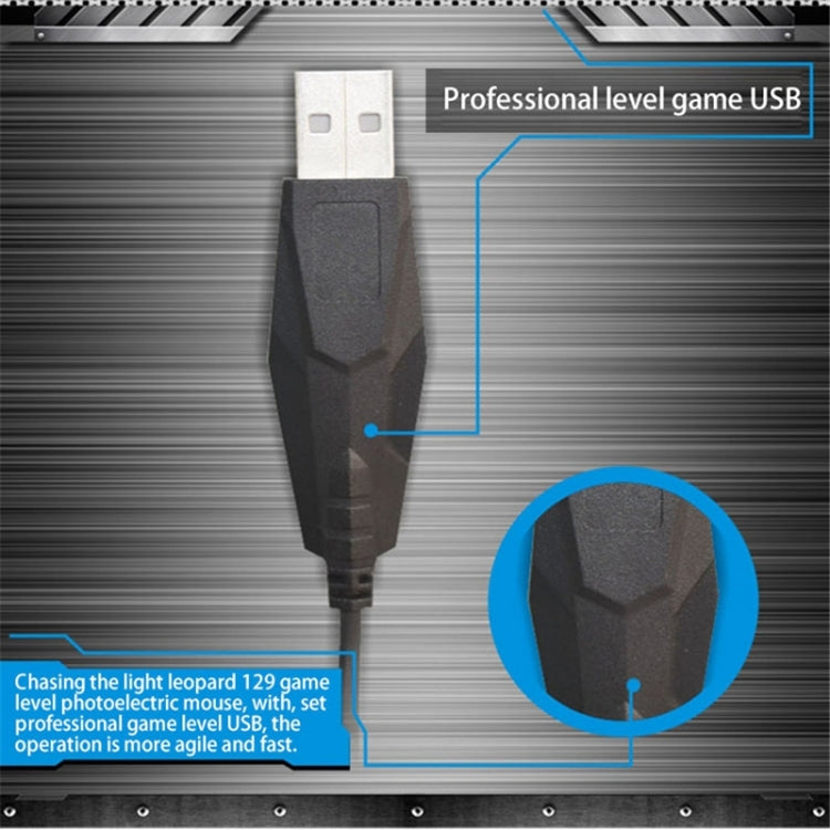 Chasing Leopard 129 Ratón óptico universal para juegos con cable USB y contrapeso, longitud: 1,3 m, 129