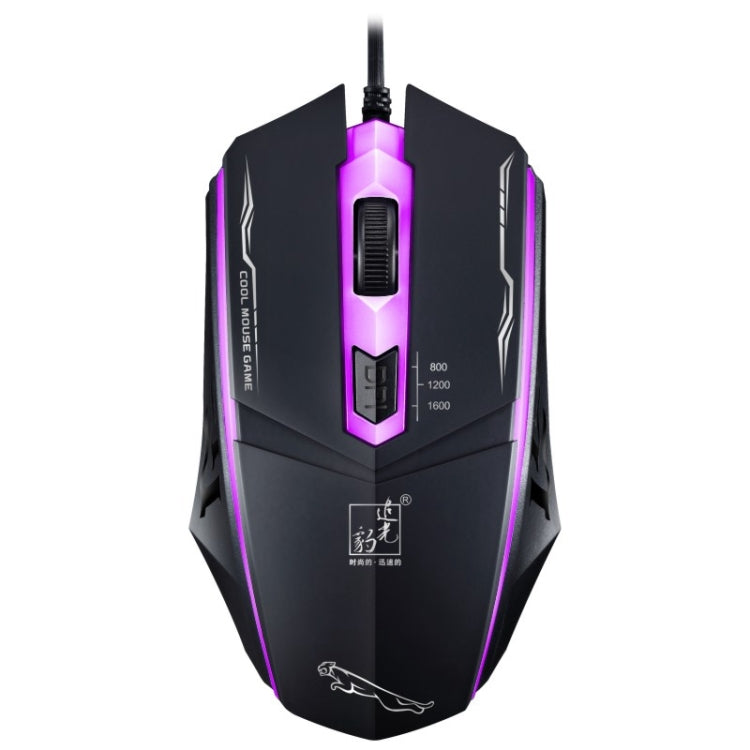 Chasing Leopard 199 USB 1600DPI Ratón óptico para juegos con retroiluminación LED ajustable de tres velocidades, longitud: 1,3 m, 199 Black, 199