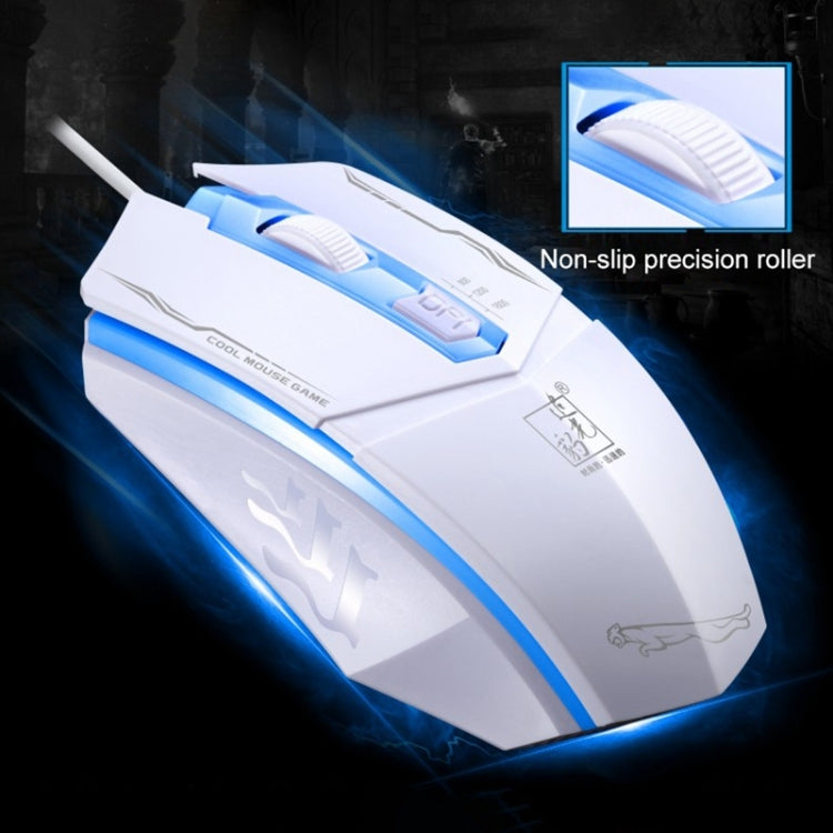 Chasing Leopard 199 USB 1600DPI Ratón óptico para juegos con retroiluminación LED ajustable de tres velocidades, longitud: 1,3 m, 199 Black, 199