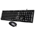 Chasing Leopard Q17 Teclado de oficina para juegos con suspensión con cable USB de 104 teclas + juego de mouse simétrico con cable, longitud del cable del teclado: 1,4 m, longitud del cable del mouse: 1,3 m, Q17 Black, Q17 White