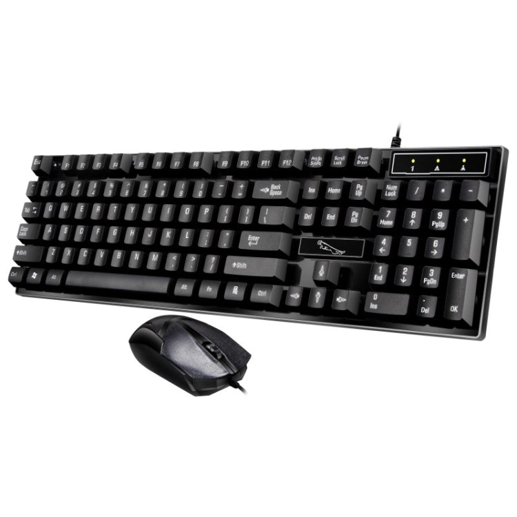 Chasing Leopard Q17 Teclado de oficina para juegos con suspensión con cable USB de 104 teclas + juego de mouse simétrico con cable, longitud del cable del teclado: 1,4 m, longitud del cable del mouse: 1,3 m, Q17 Black, Q17 White