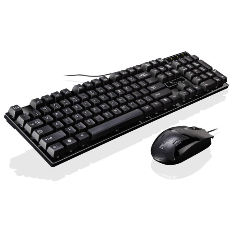 Chasing Leopard Q17 Teclado de oficina para juegos con suspensión con cable USB de 104 teclas + juego de mouse simétrico con cable, longitud del cable del teclado: 1,4 m, longitud del cable del mouse: 1,3 m, Q17 Black, Q17 White