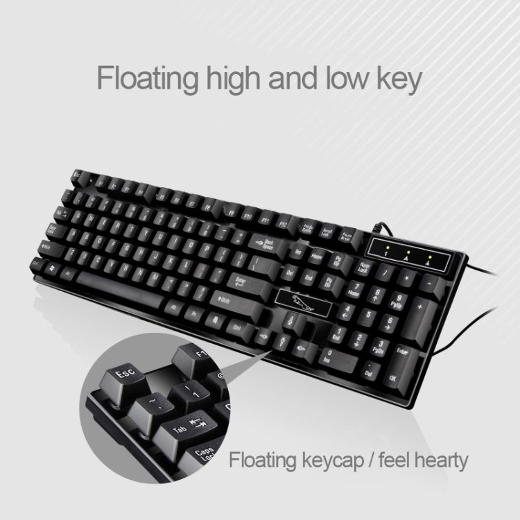 Chasing Leopard Q17 Teclado de oficina para juegos con suspensión con cable USB de 104 teclas + juego de mouse simétrico con cable, longitud del cable del teclado: 1,4 m, longitud del cable del mouse: 1,3 m, Q17 Black, Q17 White