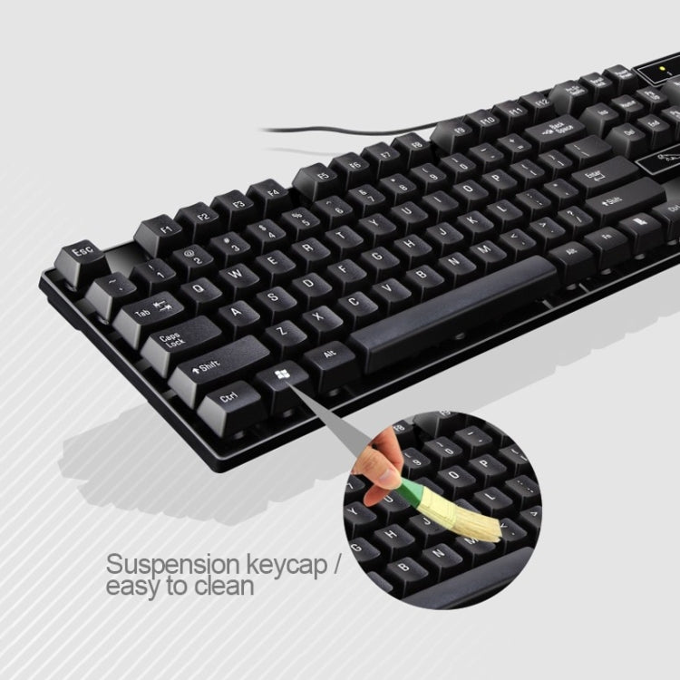 Chasing Leopard Q17 Teclado de oficina para juegos con suspensión con cable USB de 104 teclas + juego de mouse simétrico con cable, longitud del cable del teclado: 1,4 m, longitud del cable del mouse: 1,3 m, Q17 Black, Q17 White