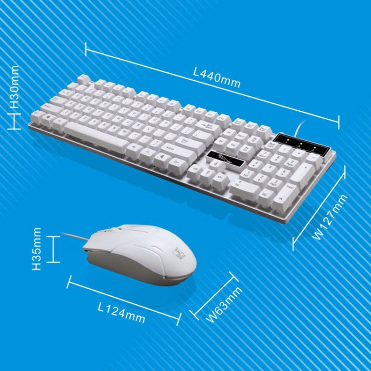 Chasing Leopard Q17 Teclado de oficina para juegos con suspensión con cable USB de 104 teclas + juego de mouse simétrico con cable, longitud del cable del teclado: 1,4 m, longitud del cable del mouse: 1,3 m, Q17 Black, Q17 White