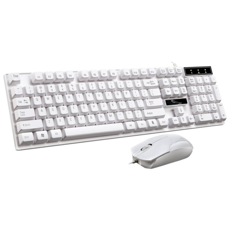Chasing Leopard Q17 Teclado de oficina para juegos con suspensión con cable USB de 104 teclas + juego de mouse simétrico con cable, longitud del cable del teclado: 1,4 m, longitud del cable del mouse: 1,3 m, Q17 Black, Q17 White