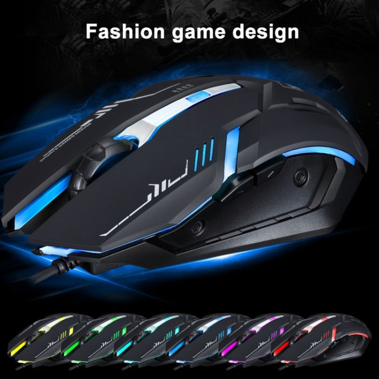 Chasing Leopard V17 USB 2400DPI Ratón óptico para juegos con patrón de línea ajustable de cuatro velocidades con luz de respiración LED, longitud: 1,45 m, V17, V17 Jet Black, V17 White