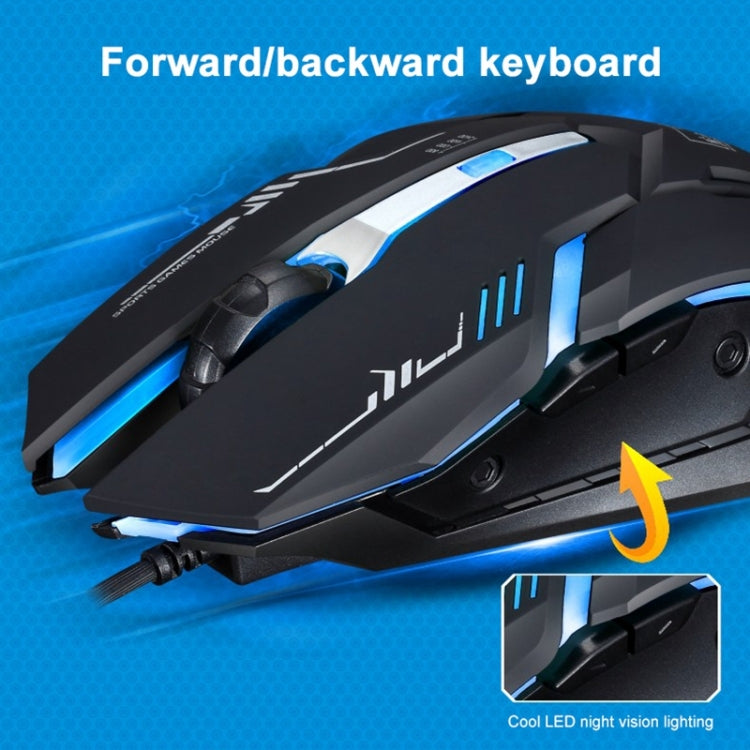 Chasing Leopard V17 USB 2400DPI Ratón óptico para juegos con patrón de línea ajustable de cuatro velocidades con luz de respiración LED, longitud: 1,45 m, V17, V17 Jet Black, V17 White