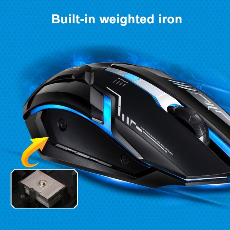 Chasing Leopard V17 USB 2400DPI Ratón óptico para juegos con patrón de línea ajustable de cuatro velocidades con luz de respiración LED, longitud: 1,45 m, V17, V17 Jet Black, V17 White