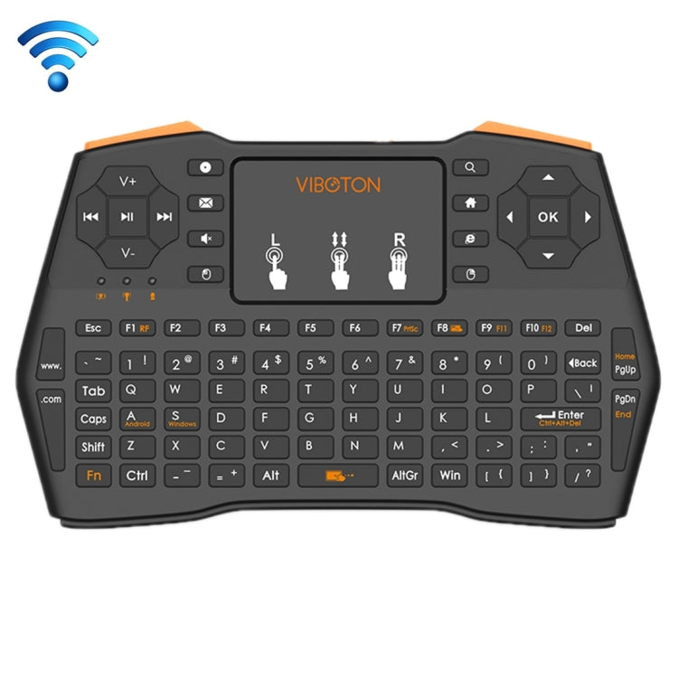 VIBOTON i8 Plus Mini teclado inalámbrico QWERT de 2,4 GHz actualizado con panel táctil para TV Box, Mi Box, computadora, tableta, computadora portátil y proyector (negro), Wireless Keyboard