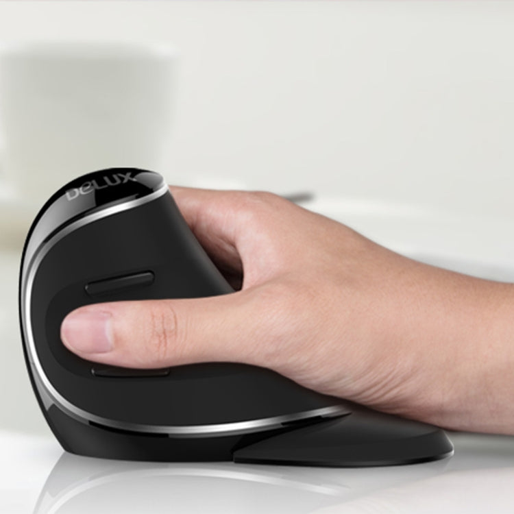 DELUX M618 Plus 2.4G 1600DPI Ratón ergonómico vertical portátil inalámbrico, 1600DPI Wireless