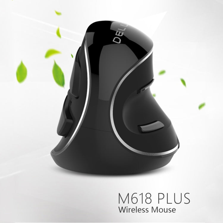 DELUX M618 Plus 2.4G 1600DPI Ratón ergonómico vertical portátil inalámbrico, 1600DPI Wireless