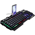 ZGB G700 104 teclas USB con cable sensación mecánica Panel de Metal brillante suspensión teclado para juegos con soporte para teléfono