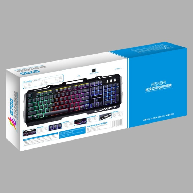 ZGB G700 104 teclas USB con cable sensación mecánica Panel de Metal brillante suspensión teclado para juegos con soporte para teléfono