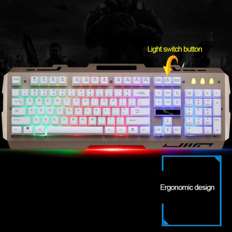 ZGB G700 104 teclas USB con cable sensación mecánica Panel de Metal brillante suspensión teclado para juegos con soporte para teléfono