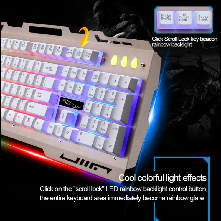 ZGB G700 104 teclas USB con cable sensación mecánica Panel de Metal brillante suspensión teclado para juegos con soporte para teléfono