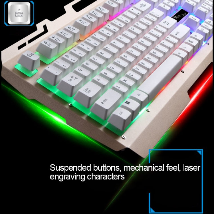 ZGB G700 104 teclas USB con cable sensación mecánica Panel de Metal brillante suspensión teclado para juegos con soporte para teléfono