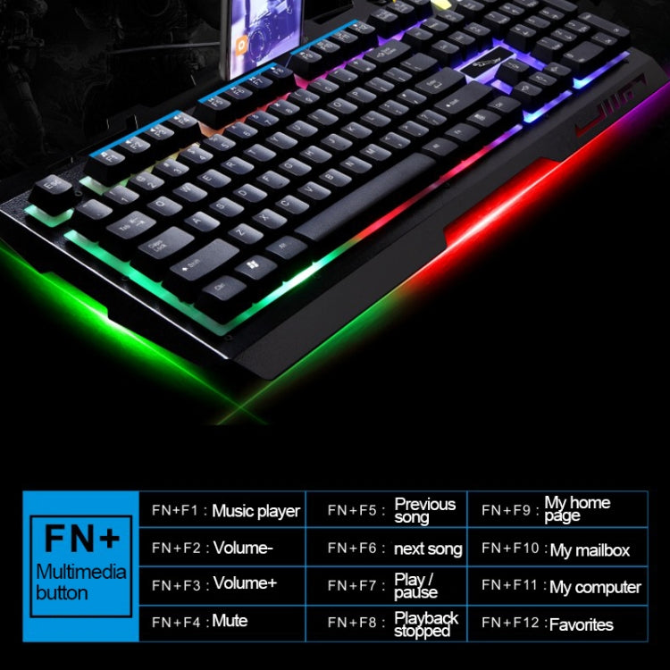 ZGB G700 104 teclas USB con cable sensación mecánica Panel de Metal brillante suspensión teclado para juegos con soporte para teléfono