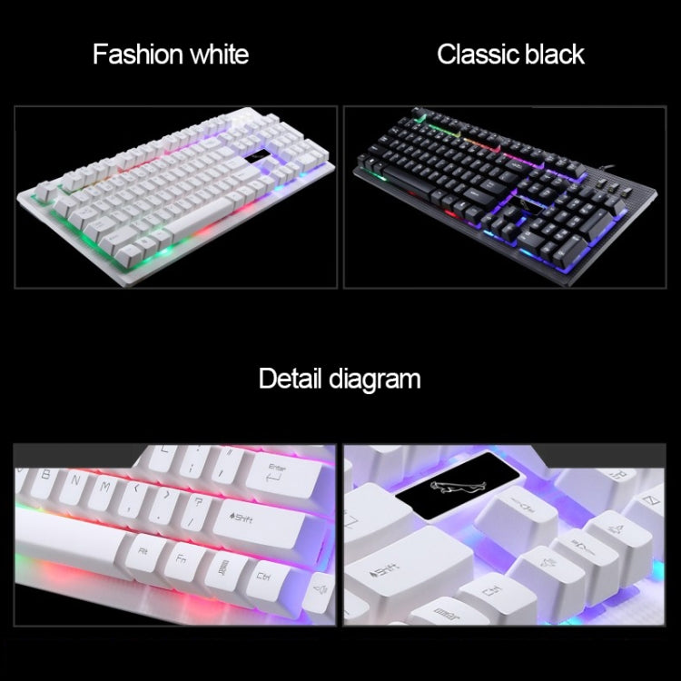 ZGB G20 1600 DPI Teclado de suspensión con sensación mecánica brillante con cable profesional + Kit de mouse óptico para computadora portátil, PC