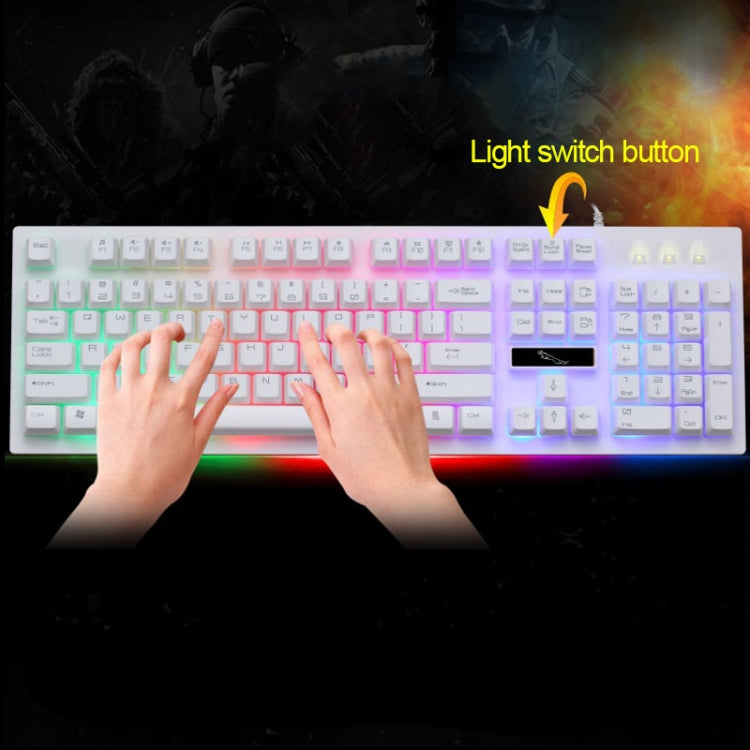 ZGB G20 1600 DPI Teclado de suspensión con sensación mecánica brillante con cable profesional + Kit de mouse óptico para computadora portátil, PC