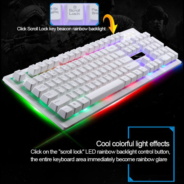 ZGB G20 1600 DPI Teclado de suspensión con sensación mecánica brillante con cable profesional + Kit de mouse óptico para computadora portátil, PC