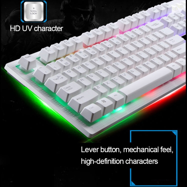 ZGB G20 1600 DPI Teclado de suspensión con sensación mecánica brillante con cable profesional + Kit de mouse óptico para computadora portátil, PC