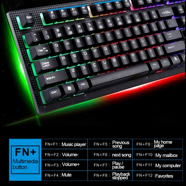 ZGB G20 1600 DPI Teclado de suspensión con sensación mecánica brillante con cable profesional + Kit de mouse óptico para computadora portátil, PC