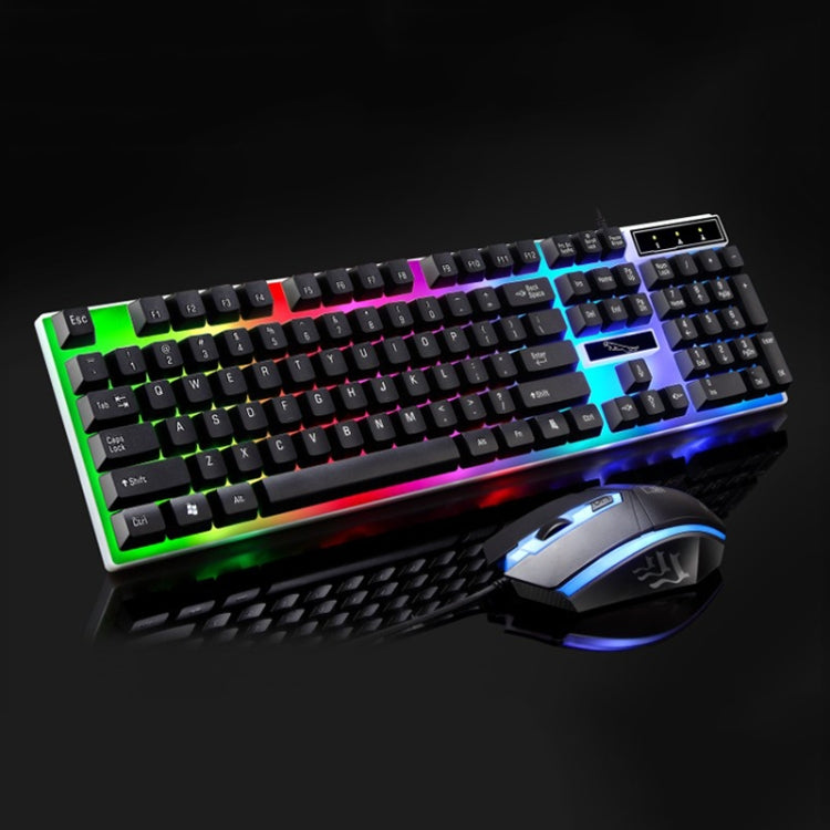 ZGB G21 1600 DPI profesional con cable retroiluminación colorida sensación mecánica teclado de suspensión + Kit de ratón óptico para ordenador portátil, PC