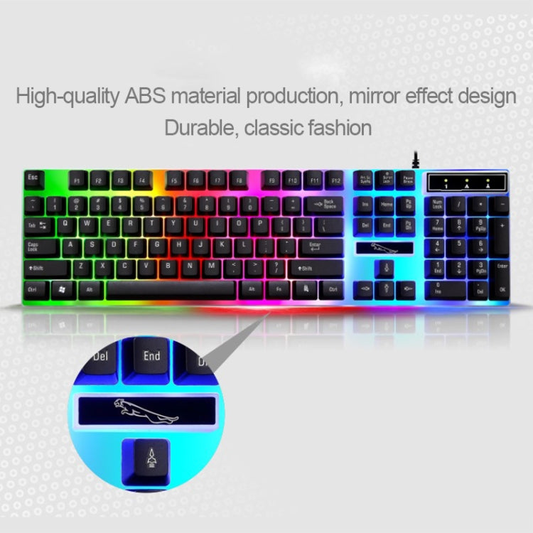 ZGB G21 1600 DPI profesional con cable retroiluminación colorida sensación mecánica teclado de suspensión + Kit de ratón óptico para ordenador portátil, PC