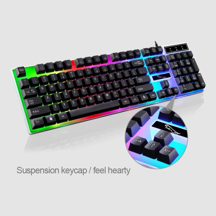 ZGB G21 1600 DPI profesional con cable retroiluminación colorida sensación mecánica teclado de suspensión + Kit de ratón óptico para ordenador portátil, PC