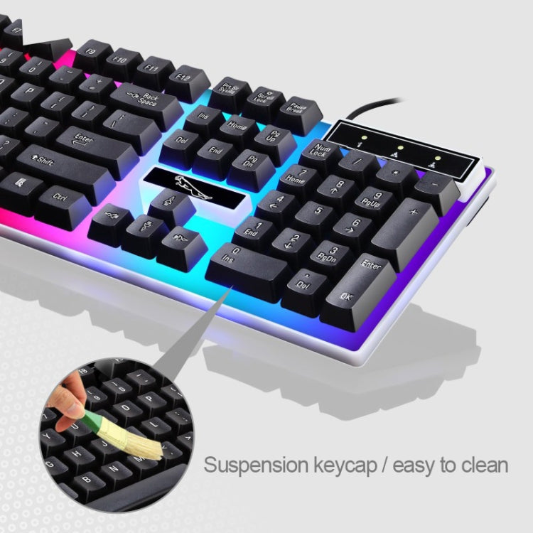 ZGB G21 1600 DPI profesional con cable retroiluminación colorida sensación mecánica teclado de suspensión + Kit de ratón óptico para ordenador portátil, PC