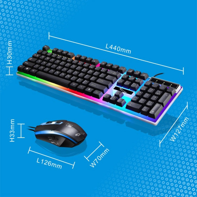ZGB G21 1600 DPI profesional con cable retroiluminación colorida sensación mecánica teclado de suspensión + Kit de ratón óptico para ordenador portátil, PC